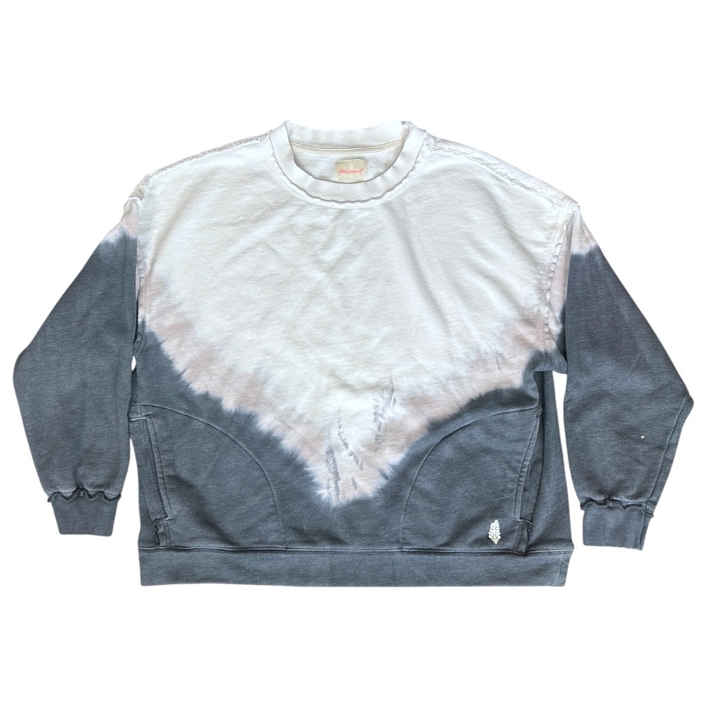 FP Movement Free People Ombré Metti Tie-Dye Crewneck Sweatshirt Black/White Sm